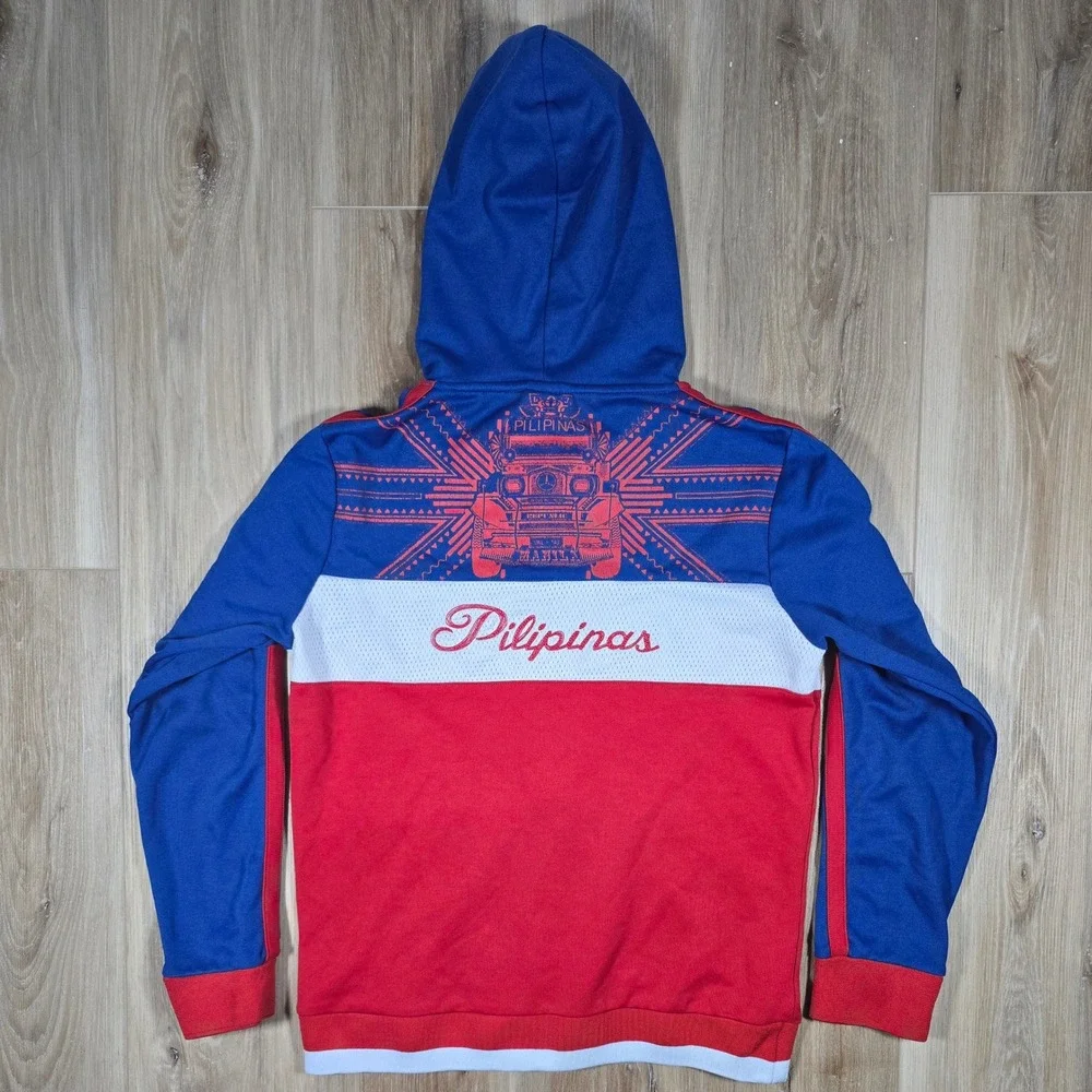 Vintage Philippines Pride Pilipinas Color Block 3 Panel Mesh Full Zip Hoodie S/M